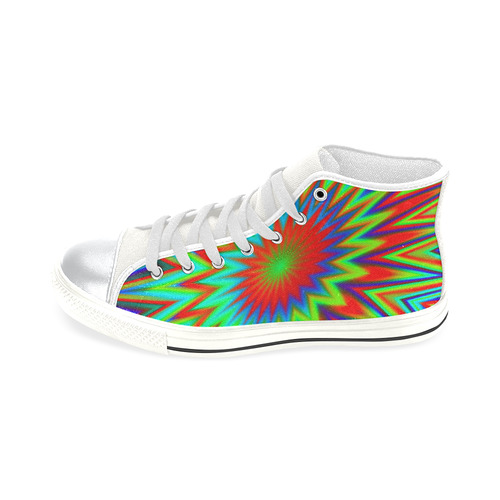 Red Yellow Blue Green Retro Colorful Explosion High Top Canvas Shoes for Kid (Model 017)