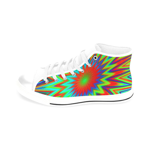 Psychedelic Retro Color Explosion Men’s Classic High Top Canvas Shoes /Large Size (Model 017)