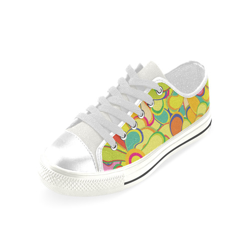 Groovy FLowers Low Top Canvas Shoes for Kid (Model 018)