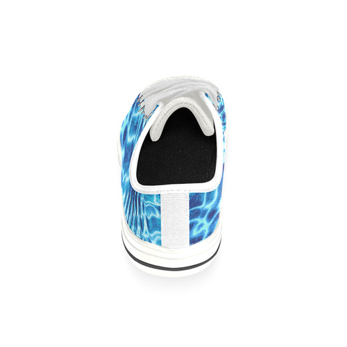 Blue Waves of Water Low Top Canvas Shoes for Kid (Model 018)