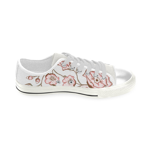 Pink flowers on the Vine Low Top Canvas Shoes for Kid (Model 018)