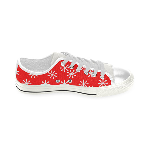 Red and White Snowflakes Low Top Canvas Shoes for Kid (Model 018)