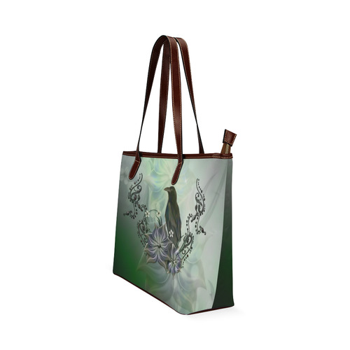 Raven with flowers Shoulder Tote Bag (Model 1646)