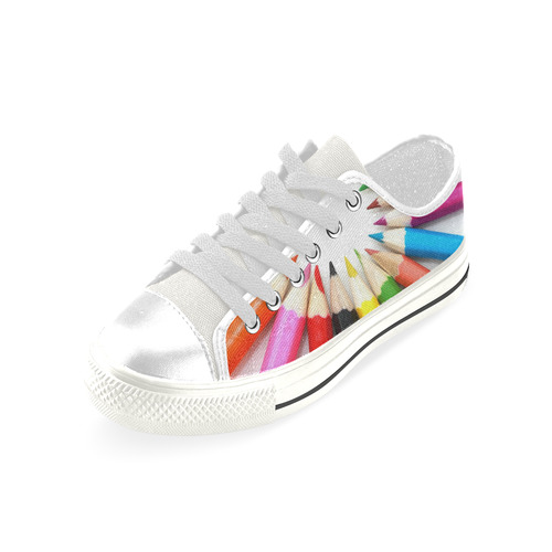 Colored Pencils Low Top Canvas Shoes for Kid (Model 018)