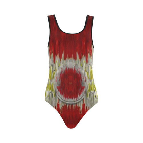 paint on water falls in peace and calm Vest One Piece Swimsuit (Model S04)