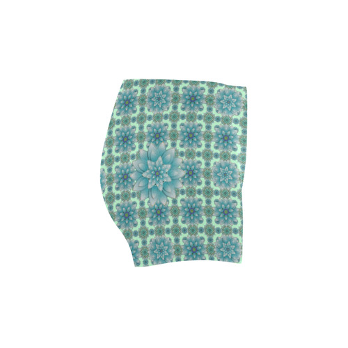 Happiness Turquoise Lotus pattern Briseis Skinny Shorts (Model L04)