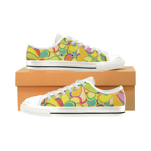 Groovy FLowers Low Top Canvas Shoes for Kid (Model 018)