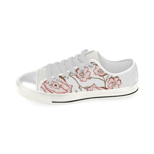 Pink flowers on the Vine Low Top Canvas Shoes for Kid (Model 018)