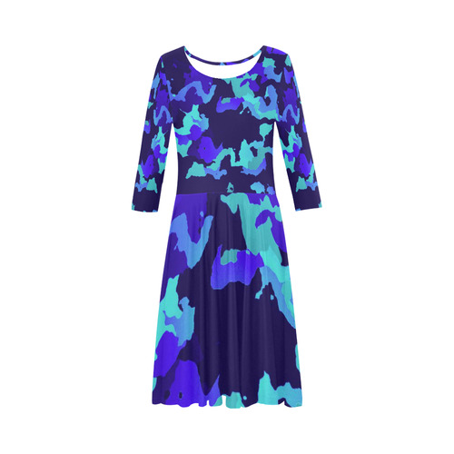new modern camouflage D by JamColors Elbow Sleeve Ice Skater Dress (D20)