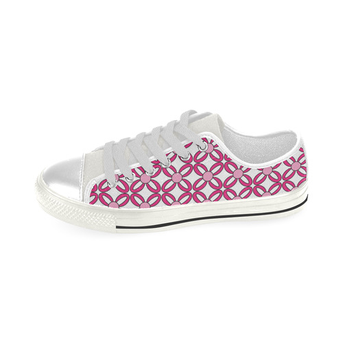 Pink Flowers Low Top Canvas Shoes for Kid (Model 018)