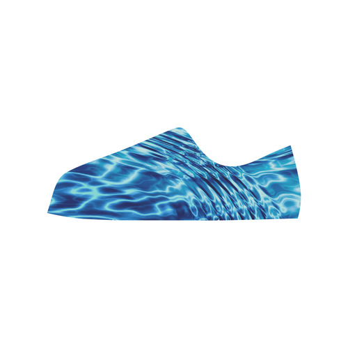 Blue Waves of Water Low Top Canvas Shoes for Kid (Model 018)