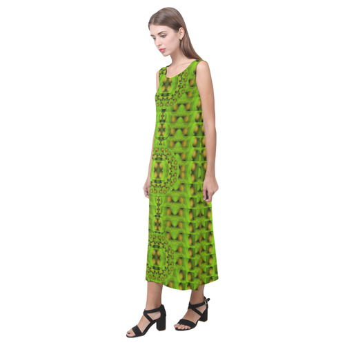 peace eggs and feathers tribute pop art Phaedra Sleeveless Open Fork Long Dress (Model D08)