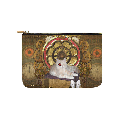 Steampunk, awseome cat clacks and gears Carry-All Pouch 9.5''x6''