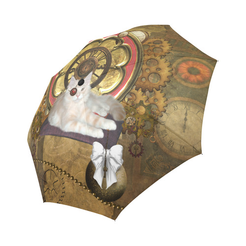 Steampunk, awseome cat clacks and gears Auto-Foldable Umbrella (Model U04)