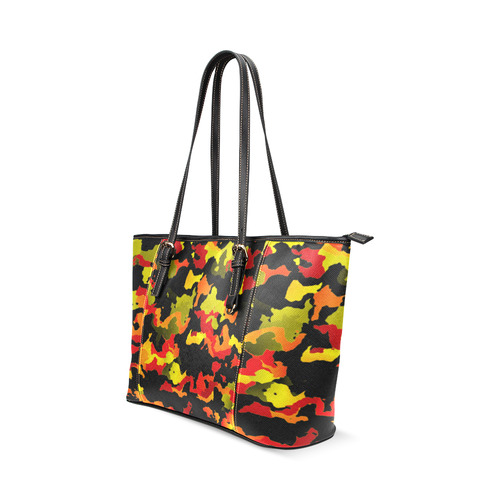 new modern camouflage F by JamColors Leather Tote Bag/Small (Model 1640)