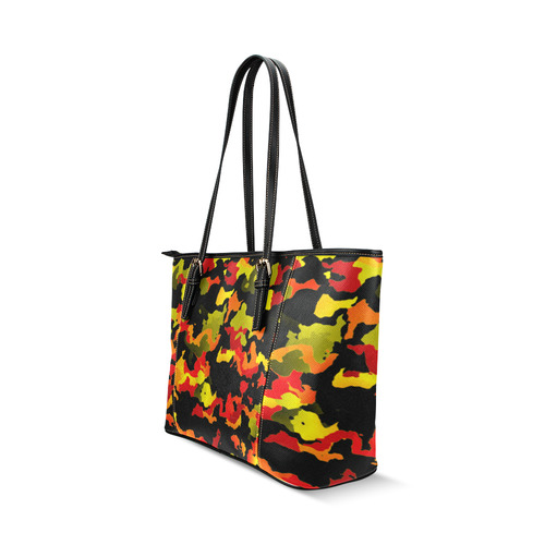 new modern camouflage F by JamColors Leather Tote Bag/Small (Model 1640)