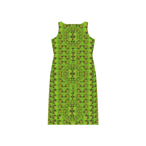 peace eggs and feathers tribute pop art Phaedra Sleeveless Open Fork Long Dress (Model D08)