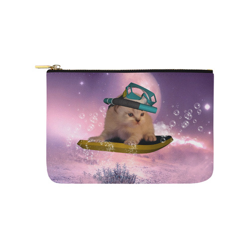 Funny surfing kitten Carry-All Pouch 9.5''x6''