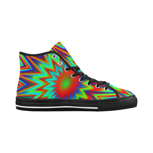 Red Yellow Blue Green Retro Colorful Explosion Vancouver H Women's Canvas Shoes (1013-1)