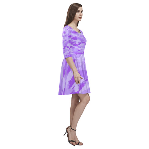 Purple Camo Tethys Half-Sleeve Skater Dress(Model D20)