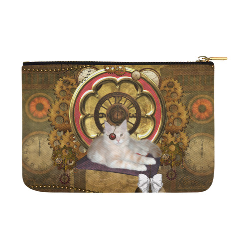 Steampunk, awseome cat clacks and gears Carry-All Pouch 12.5''x8.5''
