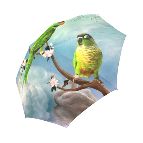 Funny cute parrots Auto-Foldable Umbrella (Model U04)