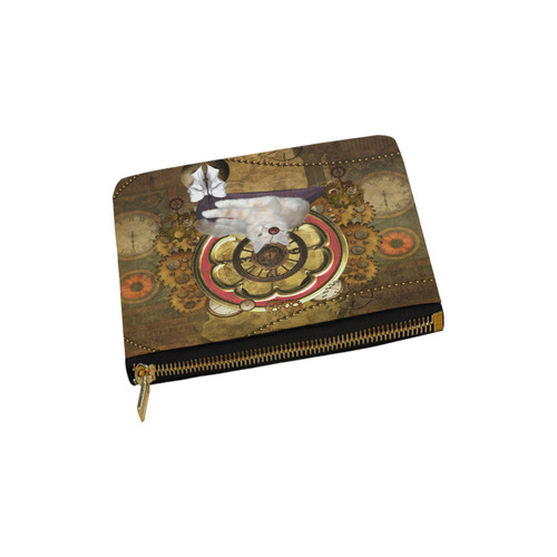 Steampunk, awseome cat clacks and gears Carry-All Pouch 6''x5''