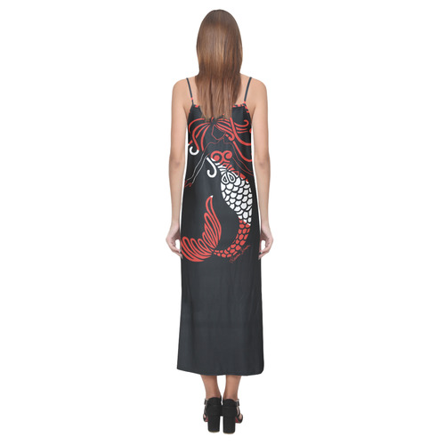 Tribal Scuba Flag Mermaid V-Neck Open Fork Long Dress(Model D18)