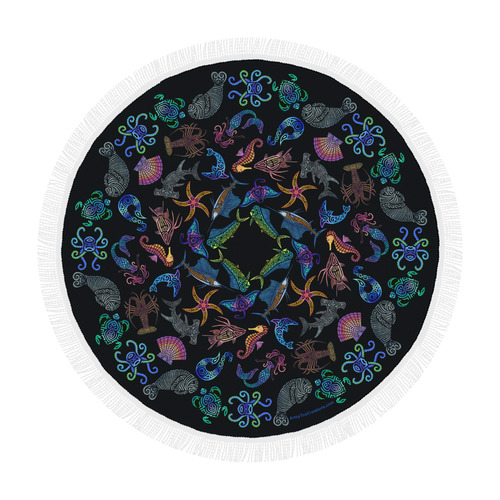 Marine Mandala Circular Beach Shawl 59"x 59"