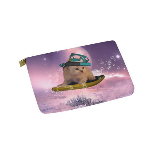 Funny surfing kitten Carry-All Pouch 9.5''x6''