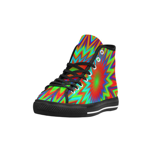 Red Yellow Blue Green Retro Colorful Explosion Vancouver H Women's Canvas Shoes (1013-1)