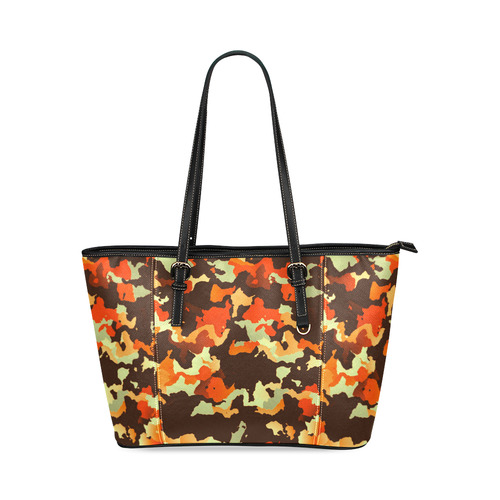 new modern camouflage C by JamColors Leather Tote Bag/Large (Model 1640)