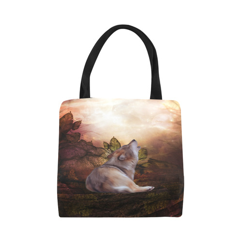 Beautiful wolf in the night Canvas Tote Bag (Model 1657)