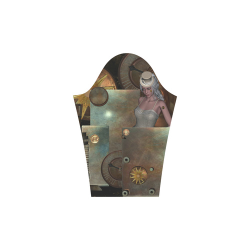 Steampunk, rusty metal and clocks and gears Rhea Loose Round Neck Dress(Model D22)