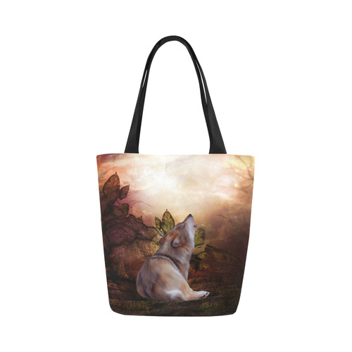 Beautiful wolf in the night Canvas Tote Bag (Model 1657)