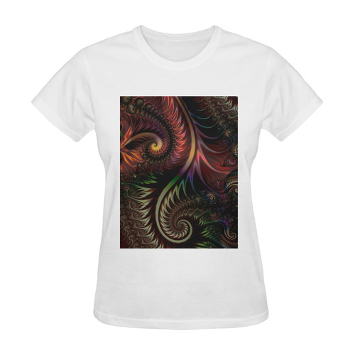 fractal pattern with dots and waves Sunny Women's T-shirt (Model T05)
