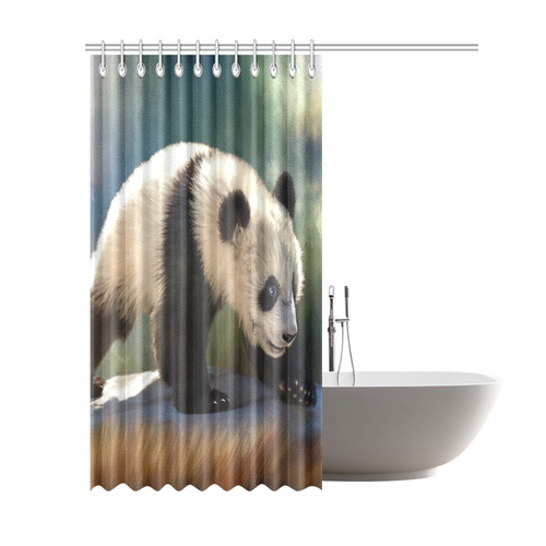 A cute painted panda bear baby Shower Curtain 69"x84"