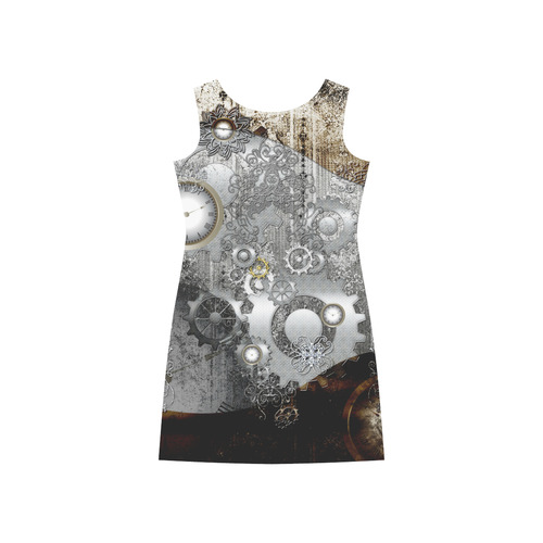 Steampunk in vintage design Rhea Loose Round Neck Dress(Model D22)