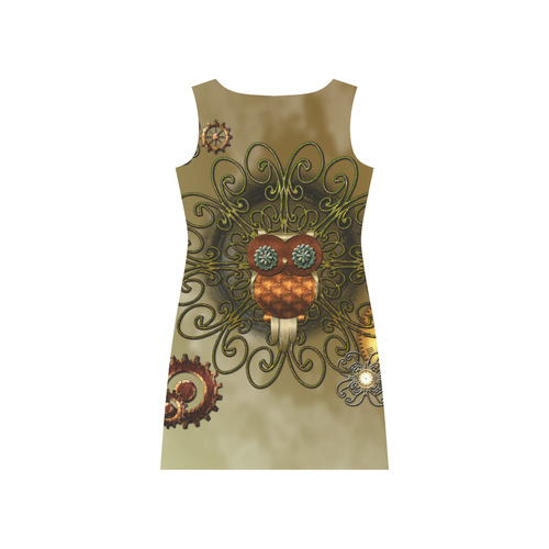 Steampunk cute owl Rhea Loose Round Neck Dress(Model D22)