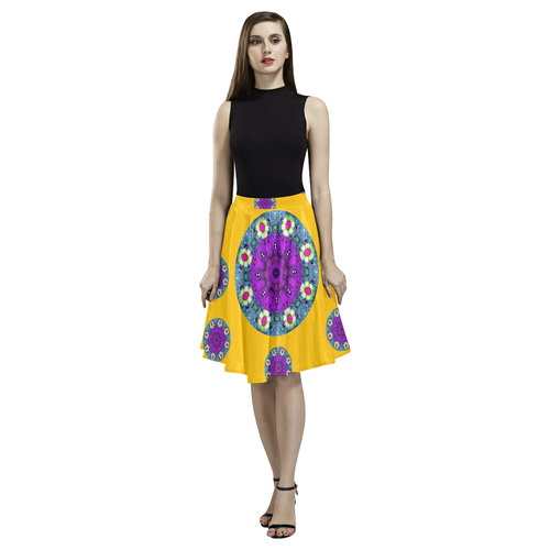 Sweet as candy and yellow Melete Pleated Midi Skirt (Model D15)