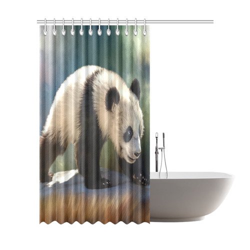 A cute painted panda bear baby Shower Curtain 72"x84"
