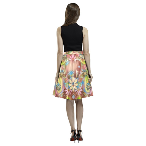 Jungle life and paradise apples Melete Pleated Midi Skirt (Model D15)