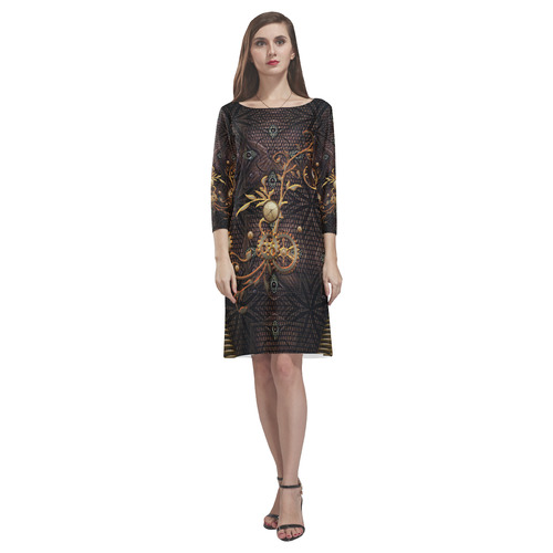 Steampunk, gallant design Rhea Loose Round Neck Dress(Model D22)