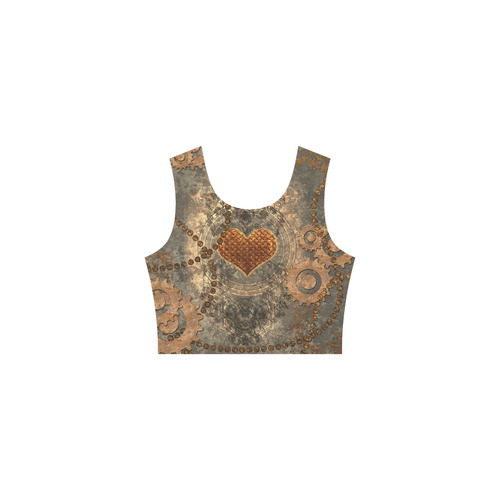 Steampuink, rusty heart with clocks and gears Thea Sleeveless Skater Dress(Model D19)