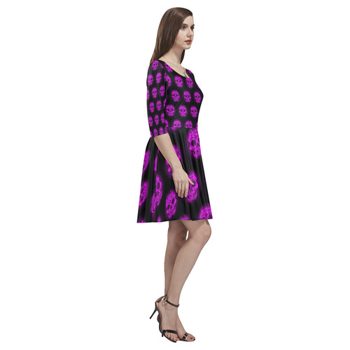 Sugarskull Pattern,purple by JamColors Tethys Half-Sleeve Skater Dress(Model D20)