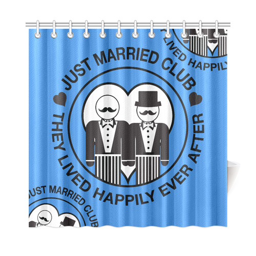 Wedding Gift Shower Curtain Just Married Groom Lgbt Print Blue Shower Curtain 72"x72"