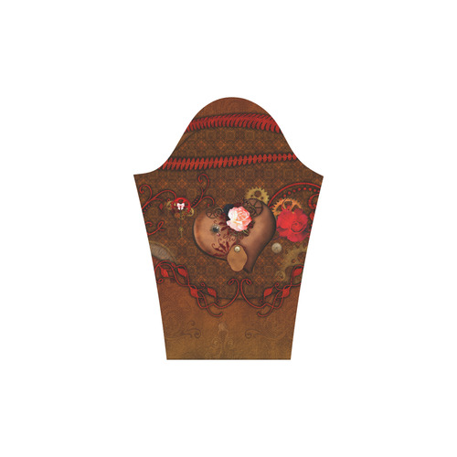 Steampunk heart with roses, valentines Rhea Loose Round Neck Dress(Model D22)