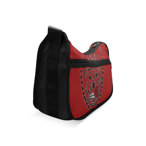 Sugar Skull Red Rose Black Crossbody Bags (Model 1616)