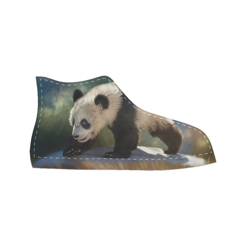 A cute painted panda bear baby Women's Classic High Top Canvas Shoes (Model 017)