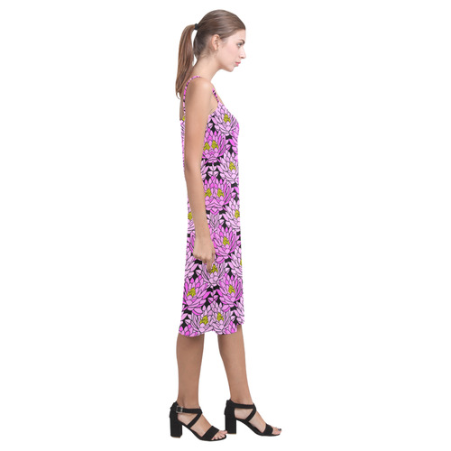 Lotus on Black Alcestis Slip Dress (Model D05)